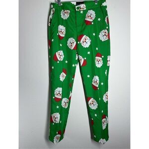 Tipsy Elves Happy Hour Green Santa Pants Size M 32” Long